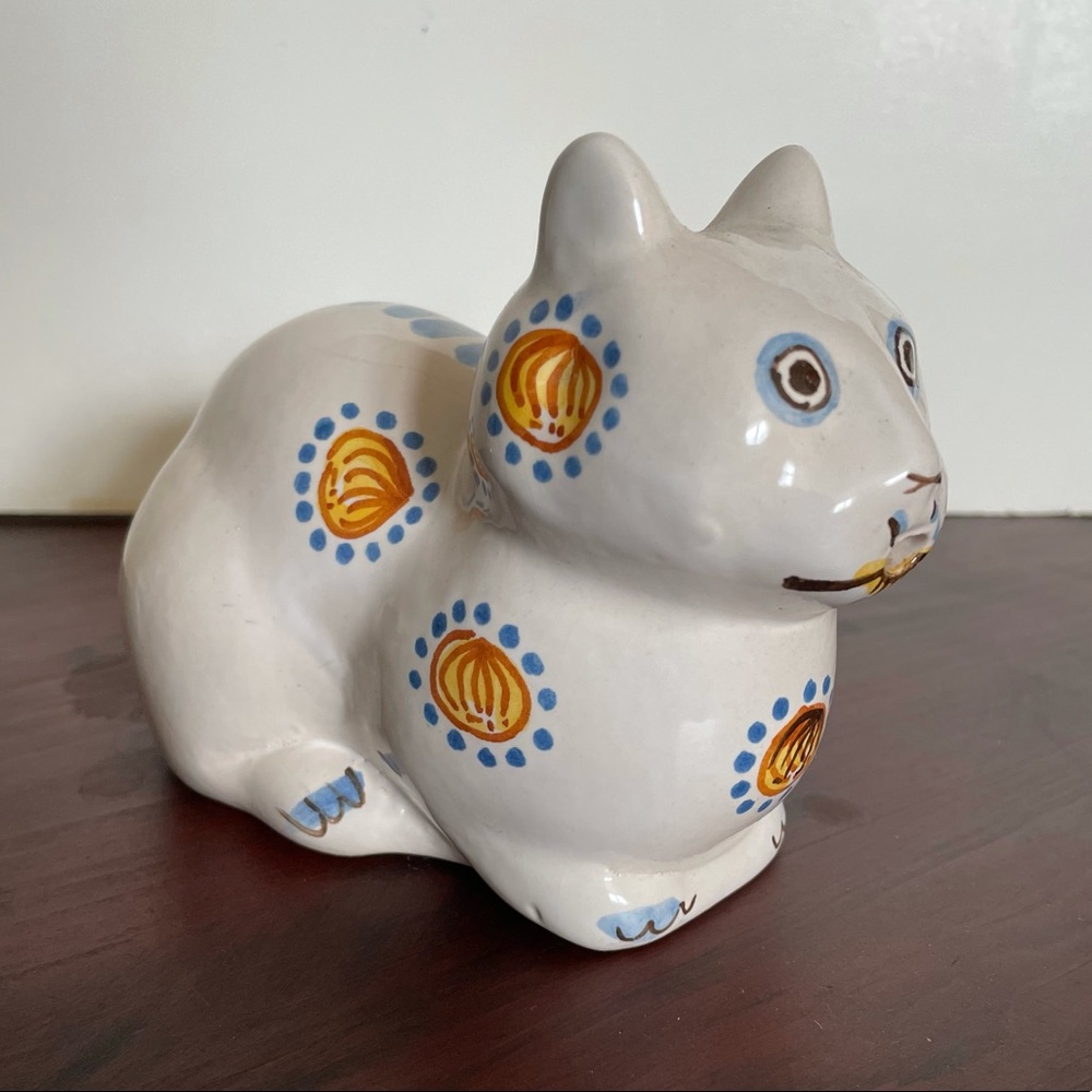 Vintage Ceramic Cat Metropolitan museum  Hand Painted porcelain collectible art